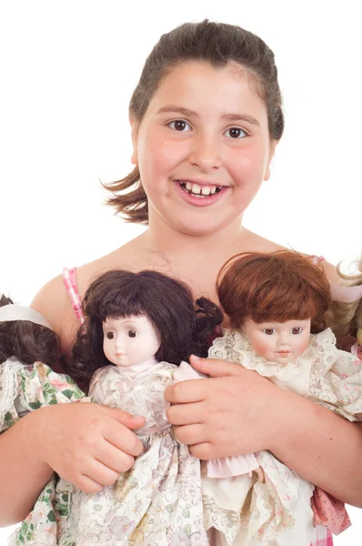 布娃娃的小女孩 — 图库照片