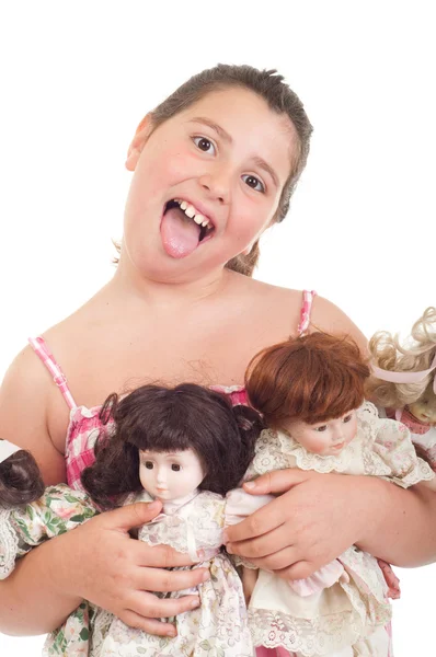 Meisje met poppen — Stockfoto