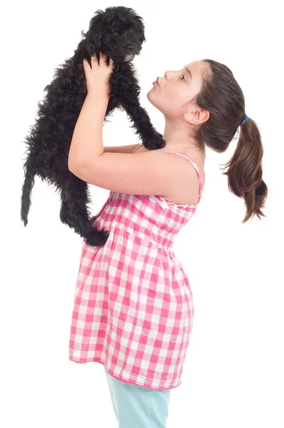 Menina beijando cão — Fotografia de Stock
