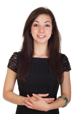 Elbiseli genç kadın.