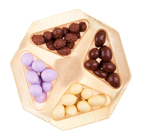 Caja de almendras de chocolate —  Fotos de Stock