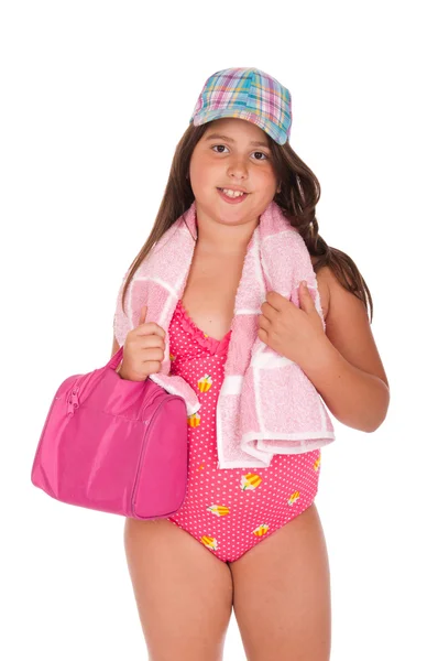 Lány a fürdőruhát készen áll strand — Stock Fotó