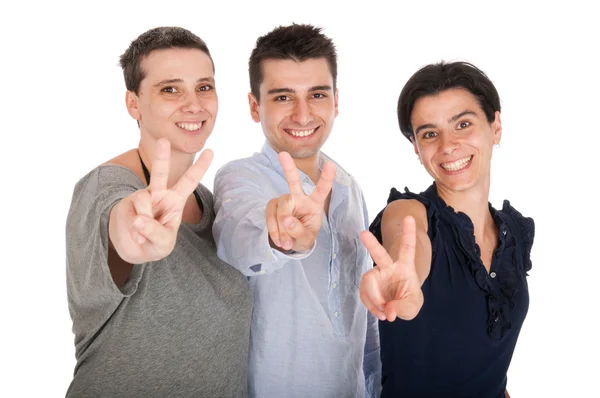 Brother and sisters holding banner — Stock Photo, Image