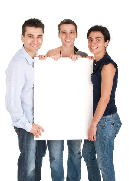 Brat i siostry trzymając transparent — Zdjęcie stockowe