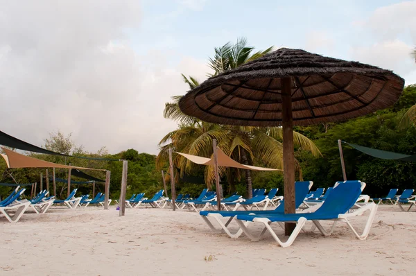 해변 의자와 우산 — 스톡 사진