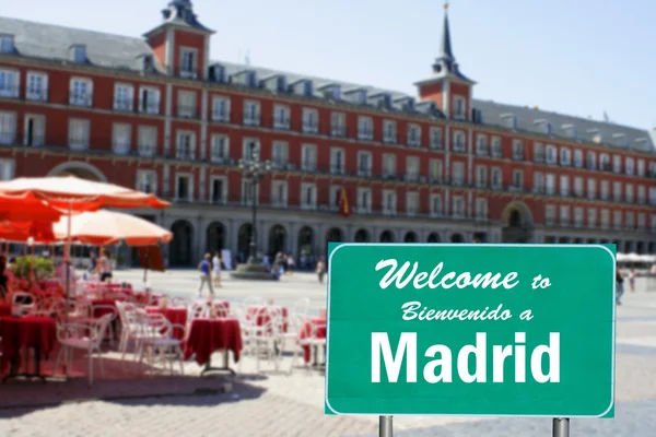 Madrid işaret e hoş geldiniz — Stok fotoğraf
