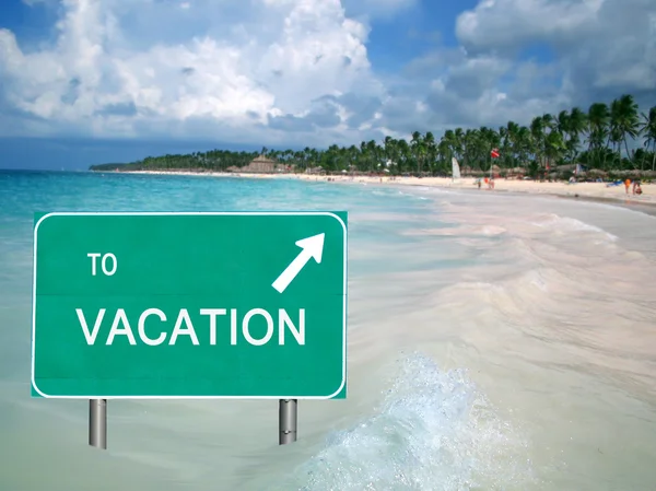 To Vacation sign in tropical water — Stock Photo, Image