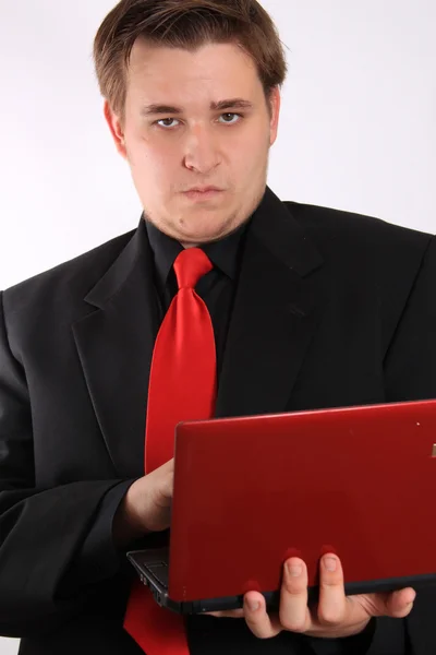 Man with netbook — Stock Photo, Image
