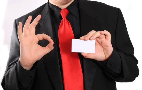 Business card and ok sign — Stock Photo, Image