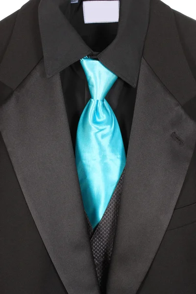 Closeup of suit and blue tie — Stock Photo, Image