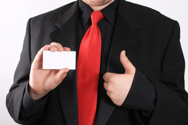 Business card and thumbs up — Stock Photo, Image