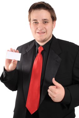 Business card and thumbs up clipart