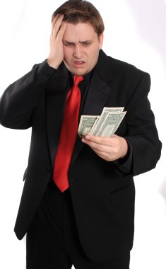 Man with money problems clipart