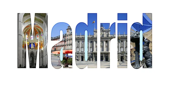 Madrid med olika turistattraktioner — Stockfoto