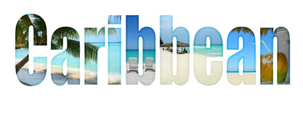Caribe com letras temáticas tropicais — Fotografia de Stock