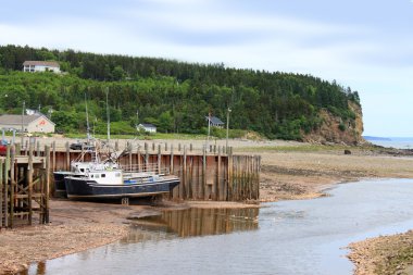 Beached boats in Alma, New Brunswick clipart