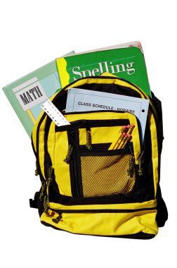 School bag full of books clipart