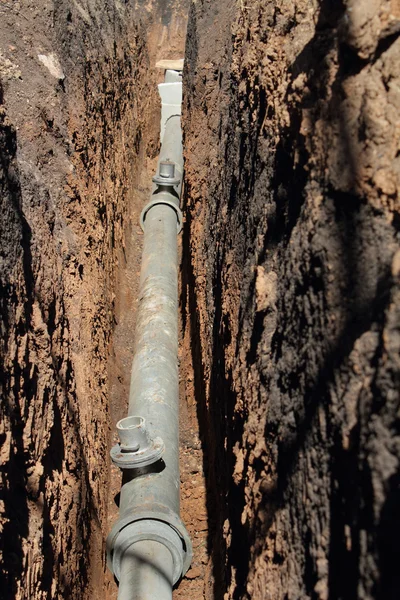 Výstavba potrubí potrubí příkop — Stock fotografie