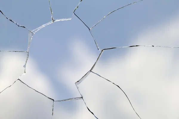 Grietas de agujero de vidrio roto —  Fotos de Stock