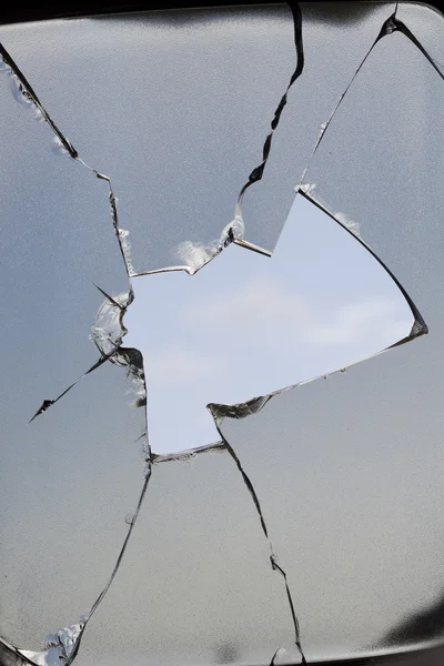 Glass broken hole screen television — Stock Photo, Image