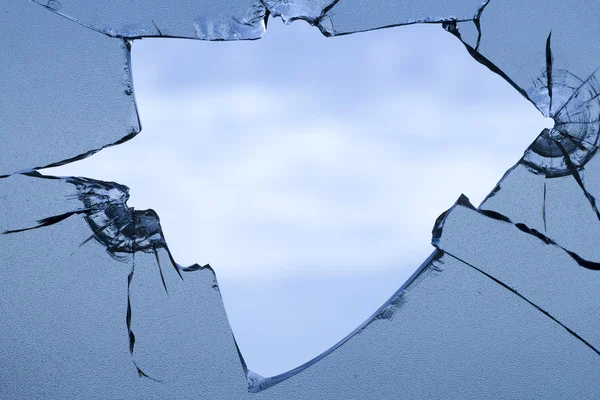 Glas gebroken blauw scherm — Stockfoto