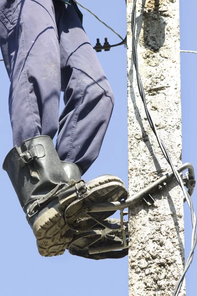 Feet worker boots electrician — Stock Photo, Image