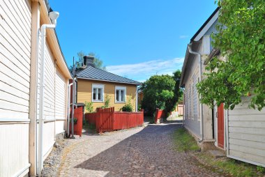 Finlandiya. eski porvoo şirin sokak