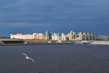 1Sea facade of St. Petersburg before the storm clipart