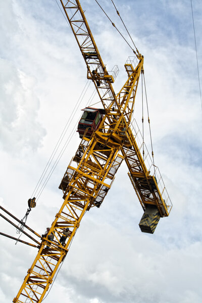 The crane load over blue sky