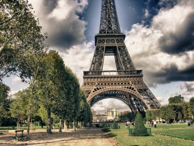 Eiffel Tower from Park du Champ de Mars, Paris clipart