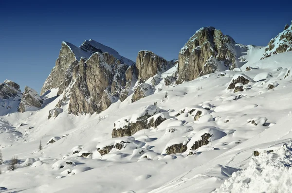 stock image Snowy Landscape of Dolomites Mountains during Winter