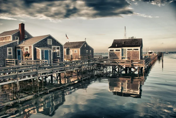 Häuser über Wasser, Nantucket — Stockfoto