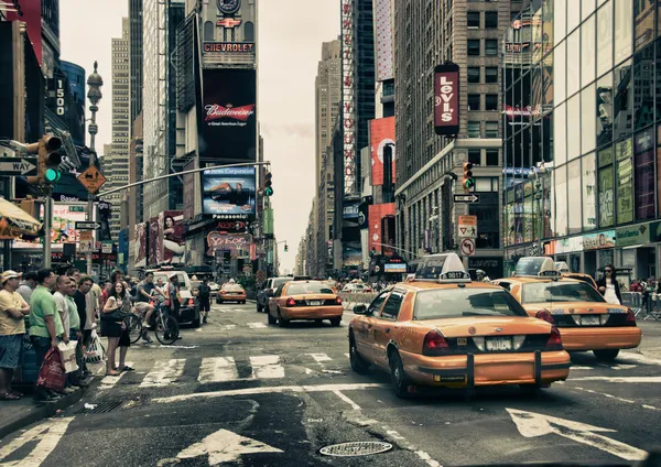 New york straten en taxi 's — Stockfoto