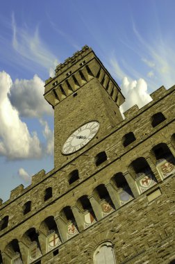 Aşağıdan yukarıya görünümünü piazza della signoria Floransa