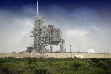 Sky Colors over Space Shuttle Launch Pad clipart