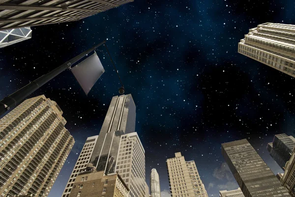 Starry Night over New York City Skyscrapers — Stock Photo, Image