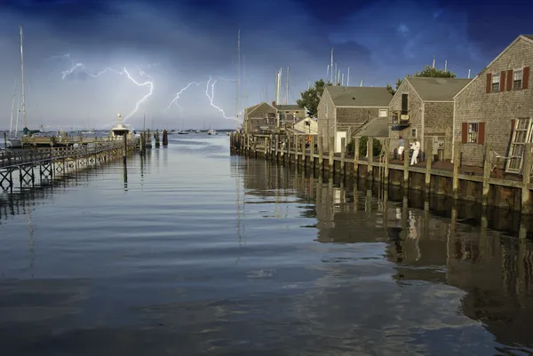 Storm närmar sig nantucket port — Stockfoto