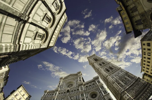 Vista de Fisheye da Piazza del Duomo em Florença — Fotografia de Stock
