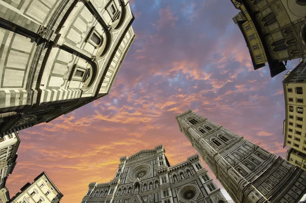Vista de Fisheye da Piazza del Duomo em Florença — Fotografia de Stock