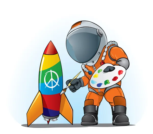 Astronaut painting peace sign — Stock Vector