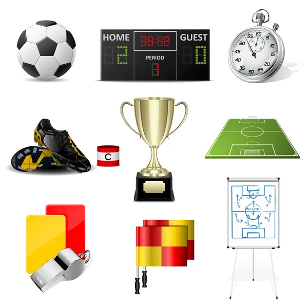 Iconos de fútbol vectorial — Vector de stock