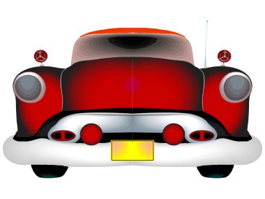 Red classic car against white clipart