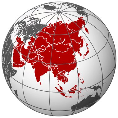 Asia on earth clipart