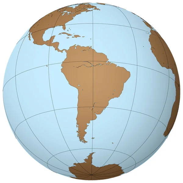 América do Sul na terra — Vetor de Stock