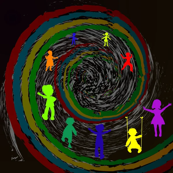 Enfants et spirale de temps — Image vectorielle