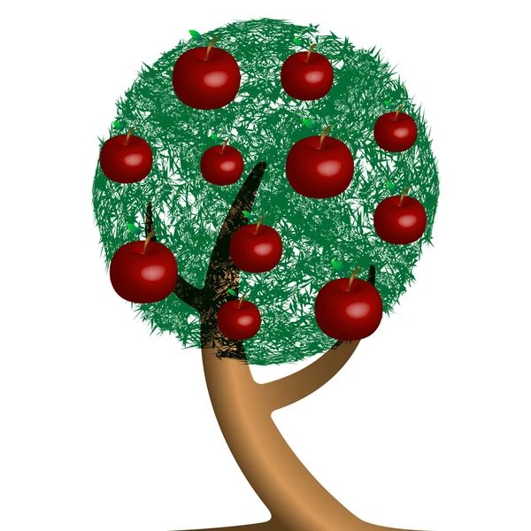 Cartone animato albero di mele — Vettoriale Stock