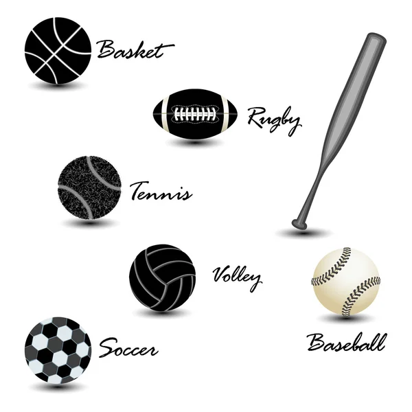 Sportowe piłki przed biały — Wektor stockowy
