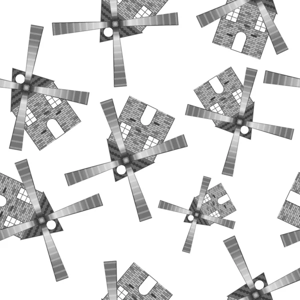 Moulins à vent modèle sans couture — Image vectorielle