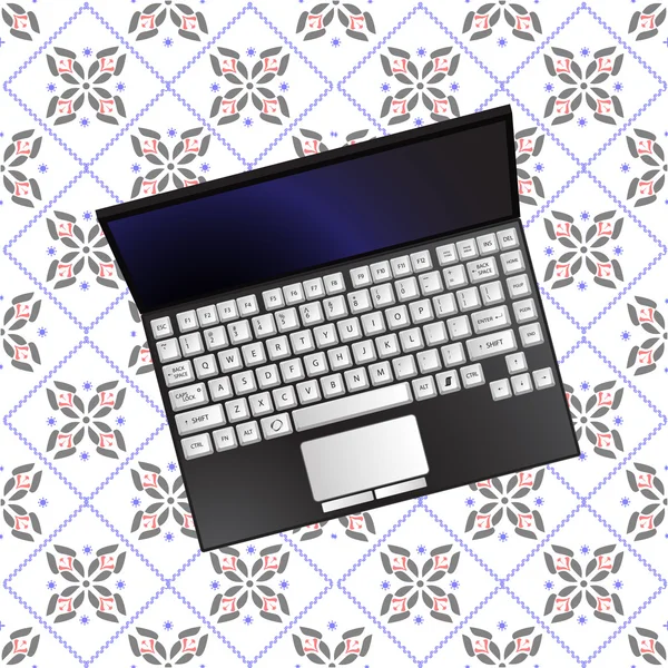 Laptop flowerish doku üzerinde — Stok Vektör