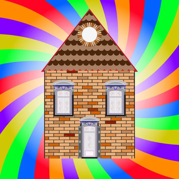 Casa e fundo colorido — Vetor de Stock